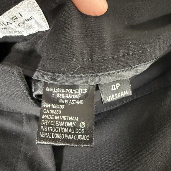 Tahari Arthur S Levine Pants Women's 4 Petite Black Lightweight Mid Rise Flat Fr - Picture 7 of 11